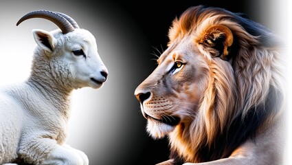 Profile of a Serene White Lamb with a Gentle Expression, Soft Wool Glowing in Natural Light, Capturing the Essence of Peace, Purity, and Tranquility in a Beautifully Calm Moment