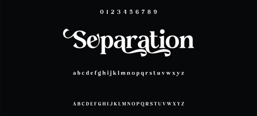 Luxury serif font in modern style. Elegant wedding alphabet letters font and number. Typography Luxury classic lettering serif fonts decorative vintage retro logo