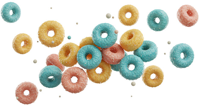 fruit loops splash isolated on transparent png. white background