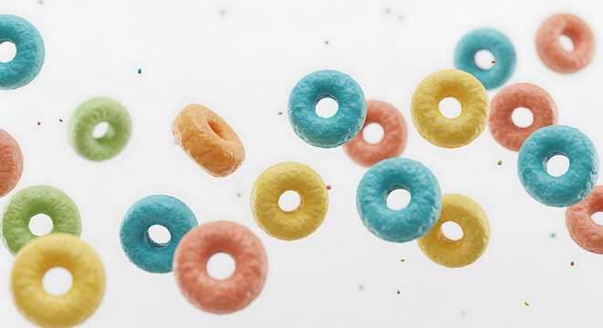 fruit loops splash isolated on transparent png. white background