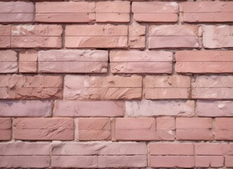 Obraz premium Close-up of pink brick wall, showing detail and weathering, brickwork, closeup, wall