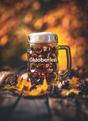 mug of beer on wooden table