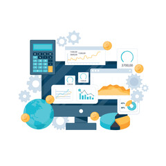 Business forecast concept. Business analysis. Flat vector illustration