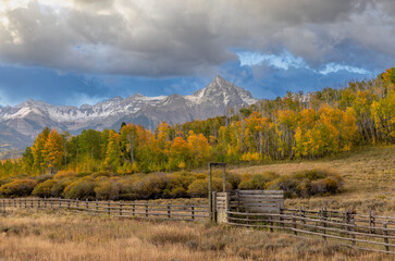 autumn landscape with fence