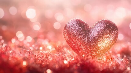 Fototapeta premium Glimmering Heart Shaped Decoration on Blurred Background