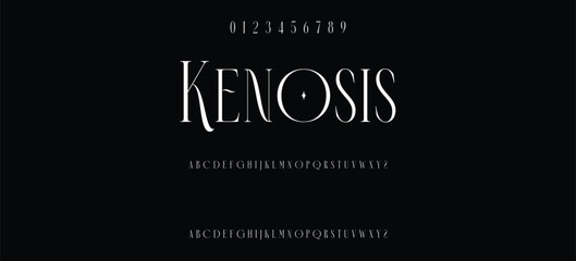 Elegant minimalist serif alphabet display font vector. Decorative typography style