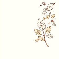 background with place for text, Doodle line corner banner illustration with leaf theme, frame with flowers and leaves.