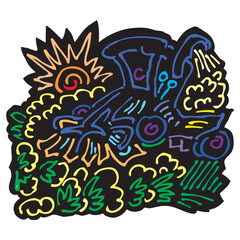 Cotton Picker Harvester vector design illustration