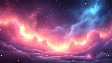 Glowing glitch effect on a holographic display with distorted neon lights swirling around