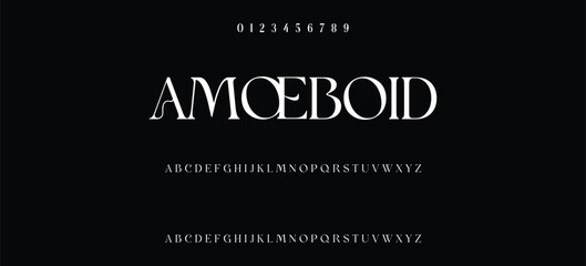 Elegant minimalist serif alphabet display font vector. Decorative typography style