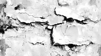 Obraz premium Weathered white grunge cement wall texture with rustic stone wall background in distressed vintage style for architectural design elements. Lichenous. Illustration