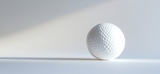 A close-up of a white golf ball on a light background, emphasizing simplicity.