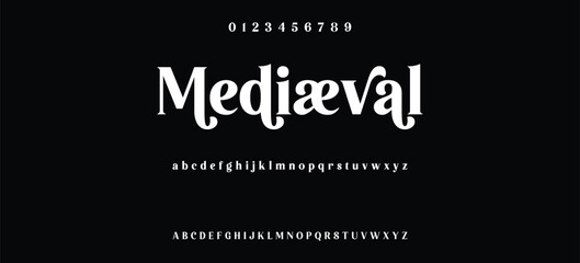 Elegant alphabet letters serif font and number. Classic Lettering Minimal Fashion. Typography fonts regular uppercase, lowercase and numbers. vector illustration
