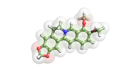 Goldenseal, Berberine, nutraceutical, 3D molecule 4K