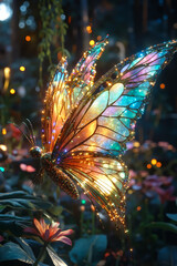 A colorful butterfly sitting on top of a flower in a garden