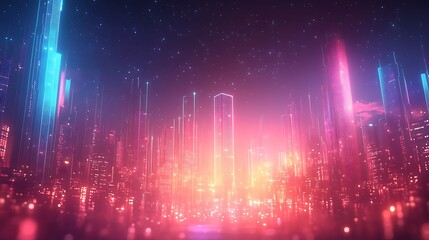 Glowing glitch photo effect on a high-tech display with distorted pixelated neon colors