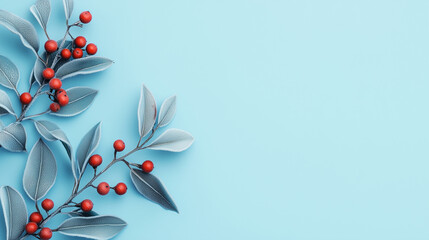Festive Winter Floral Border, AI generated image