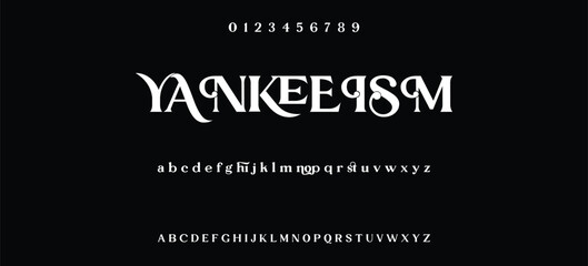 Elegant alphabet letters serif font and number. Classic Lettering Minimal Fashion. Typography fonts regular uppercase, lowercase and numbers. vector illustration