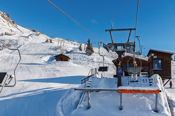 Ski lift on bright winter day