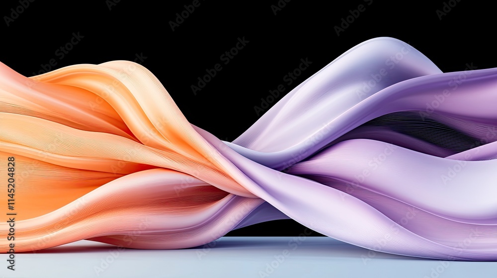 Aufkleber soft edges and smooth shapes create a vibrant composition with flowing lines in light blue, orange, 