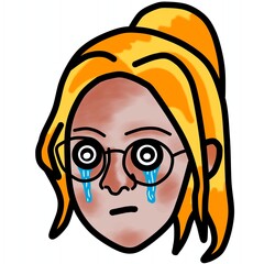 Emoji animation, Cry girl face character illustration white background
