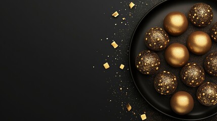 Elegant Golden Chocolate Treats on Dark Background for Desserts