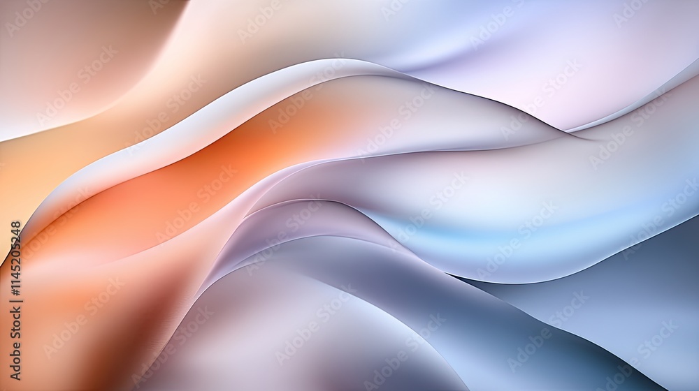 Aufkleber soft edges and smooth shapes create a vibrant composition with flowing lines in light blue, orange, 