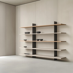 A Contemporary Open Shelving System with Marble Touches