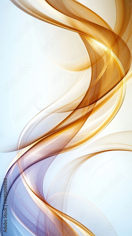 Poster soft edges and smooth shapes create a vibrant composition with flowing lines in light blue, orange, 