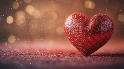 Obraz premium Sparkling Red Heart on Glittery Background for Celebration and Love