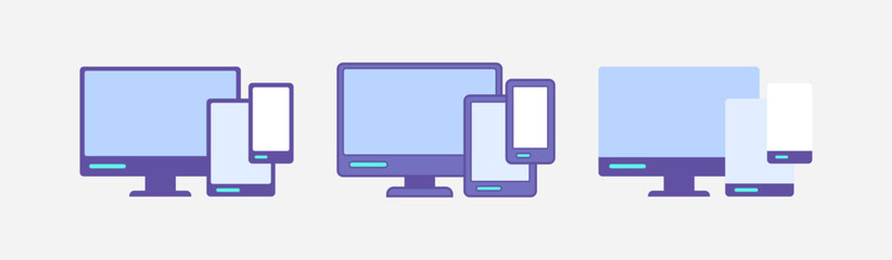 Desktop, tablet and smartphone vector devices, Responsive web content across multiple devices