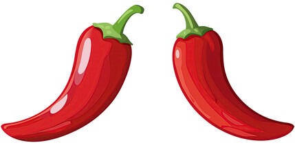 2 red chili peppers, vector illustration