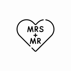 mr mrs heart love icon sign vector