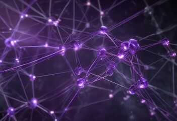 Abstract purple network, glowing nodes linked by lines ,  complex,  circuitry