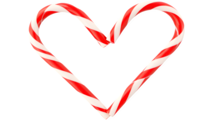 Candy cane heart shape on a black background.
