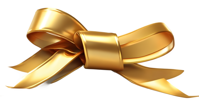 Golden ribbon bow on a black background.