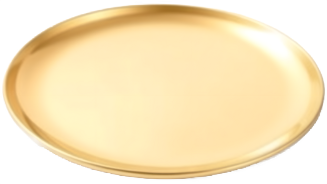 Gold serving tray on a black background