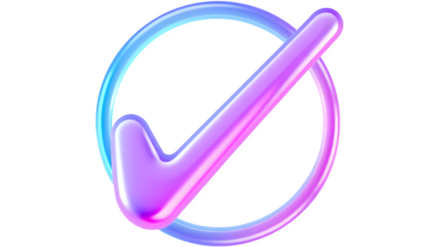 Stylish checkmark icon with gradient colors.
