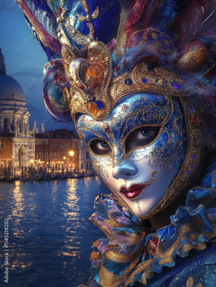 Wall mural Carnival Venice preparations, mask and carnival attributes background, Poster design, realistic, HD, copy space