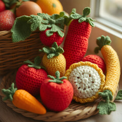 Crocheted Fruit and Vegetable still life