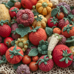Crocheted Fruit and Vegetable still life