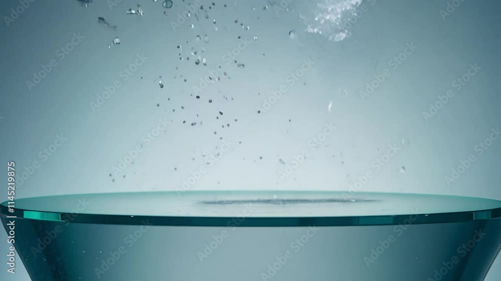 Aufkleber this video tilts up to reveal a glass table with floating particles, creating a serene ambience perf