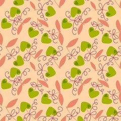 Valentine love hearts seamless 14 February cherry pattern for wrapping paper