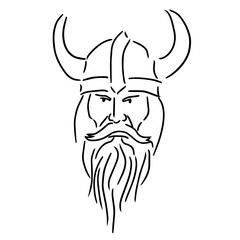 Silhouette of a viking face with a helmet, Nordic