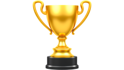 Golden trophy on a black background. isolated on transparent white background