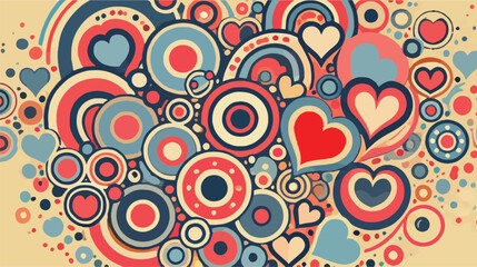 Simple abstract illustration with a pattern made of hearts and circle