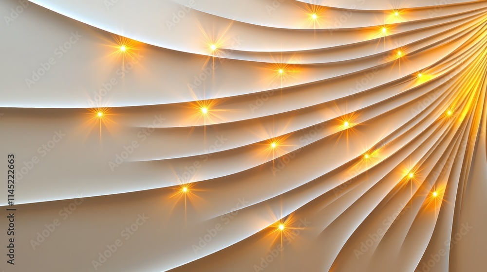 Poster a luxurious golden glow of christmas lights arranged in a dynamic pattern, sharp and inviting