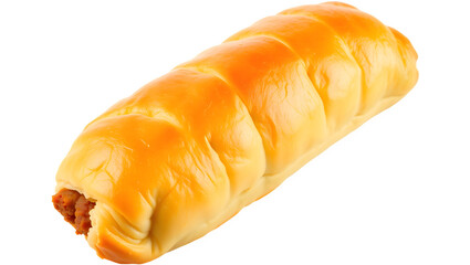 Savory pastry roll with a golden-brown crust. isolated on transparent white background