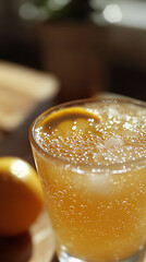 Close-up of iced tea with condensation on the