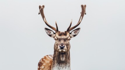 Majestic Deer Stag with Antlers in Minimalist Background